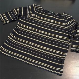 Lauren Ralph Lauren Striped Black and Gold Top